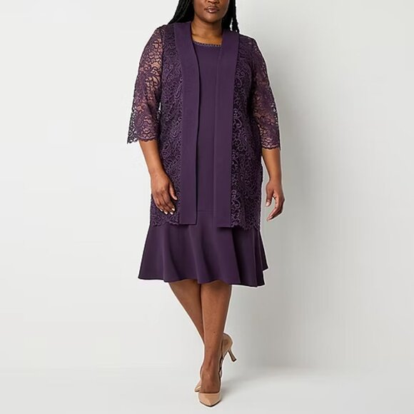 Maya Brooke Womens 2 piece Plus Jacket + Dress Set , eggplant Sz 20W 925300 - Picture 1 of 5